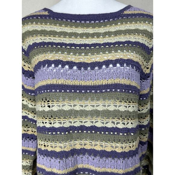 Robert Scott Women’s Sz M Hand Knitted Sweater Lavender Silk Linen Cotton Blend - Picture 2 of 13